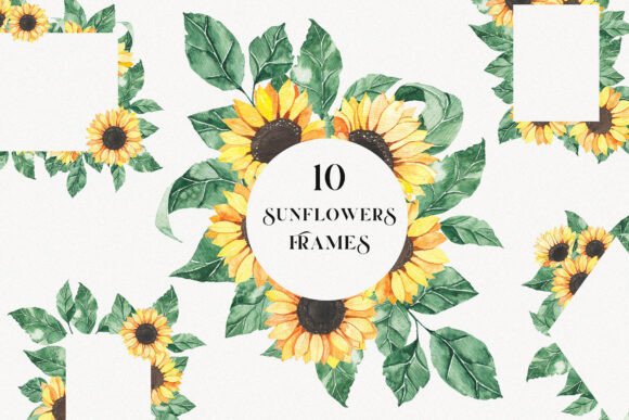 Download Watercolor Sunflowers Frame Borders PNG - Flowers Collection