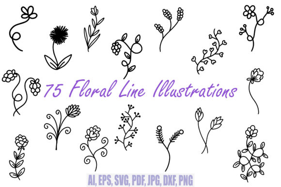 Download 75 Floral Botanical Clip Art Wildflowers - Flowers Collection