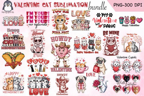 Download Valentine Cat Sublimation Bundle - Cat sublimation bundle Collection