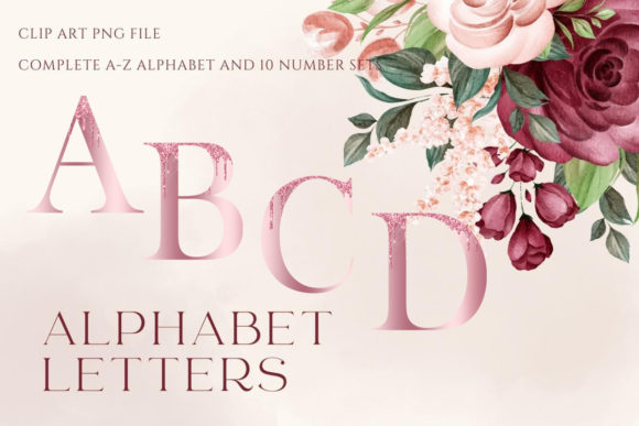 Download Rose Gold Glitter Drip Alphabet Letters - Rose gold Collection