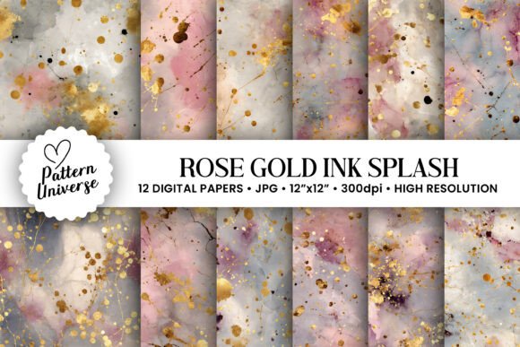 Download Rose Gold Ink Splash Backgrounds - Rose gold Collection