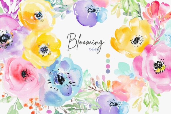Download Blooming Colors Watercolor Flowers Png - Flowers Collection