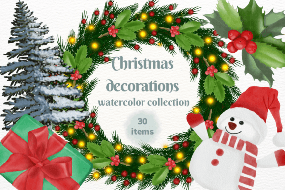 Download Christmas Decorations Watercolor - Premium Resources