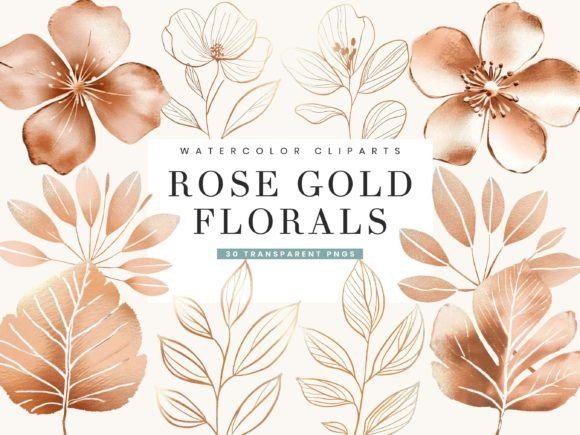 Download Rose Gold Foil Textured Flower Leaves - Rose gold Collection