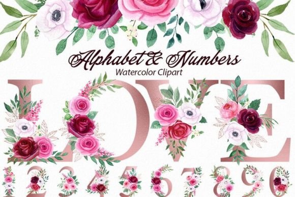 Download Rose Gold Floral Alphabet, Numbers, Png - Rose gold Collection